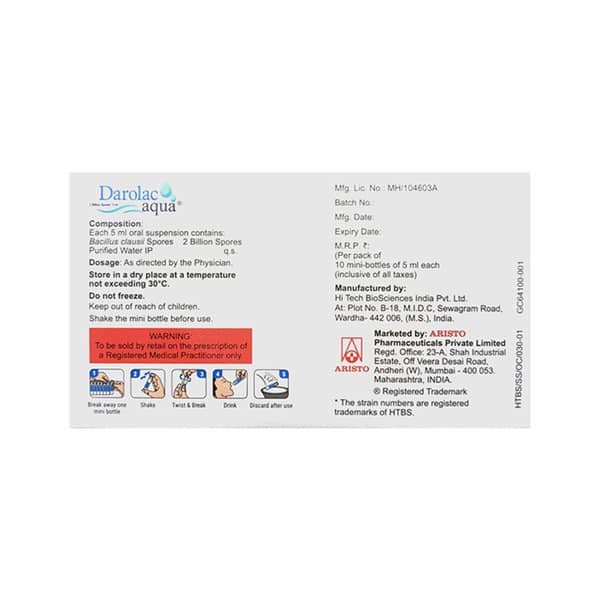 Darolac Aqua Mini Bottle Of 5ml Suspension (Pack Of 10)