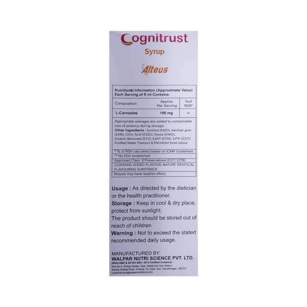Cognitrust Mango Flavour Sugar Free Bottle Of 200ml Syrup