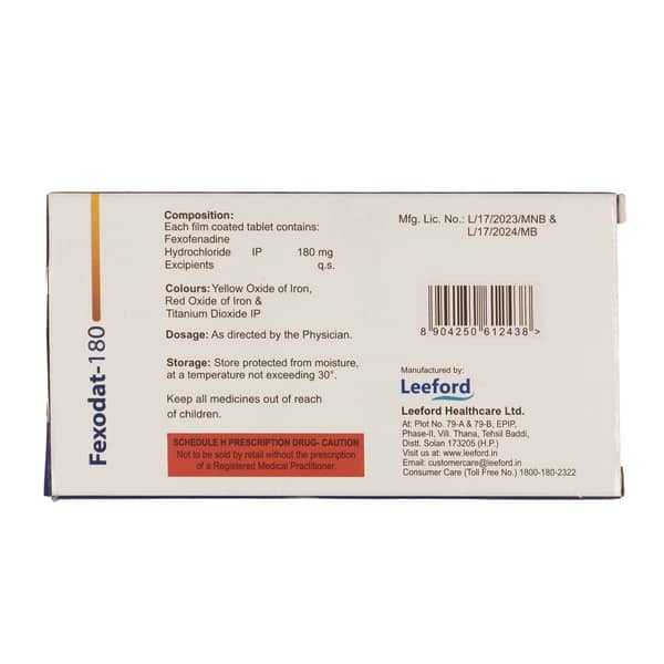 Fexodat 180mg Strip Of 10 Tablets