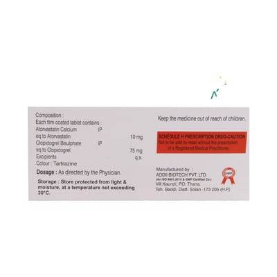 Clopiday Cv 10mg Strip Of 10 Tablets