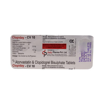 Clopiday Cv 10mg Strip Of 10 Tablets