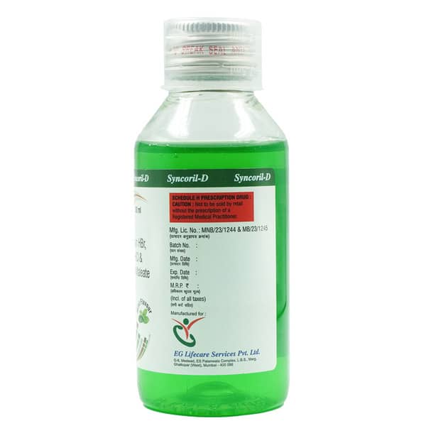 Syncoril D Mint Flavour Sugar Free Bottle Of 100Ml Syrup