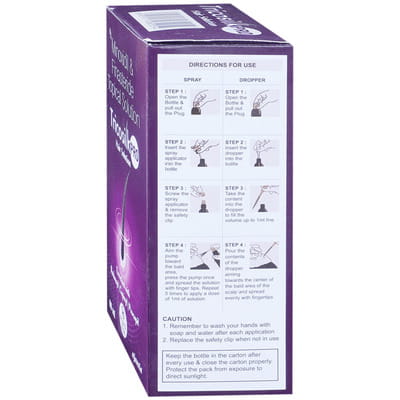 ट्राइकोसिल्क प्रो अल्कोहल फ्री 60एमएल हेयर सॉल्यूशन की बोतल