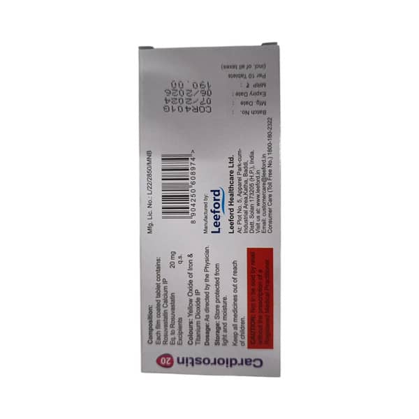 Cardiorostin 20mg Strip Of 10 Tablets