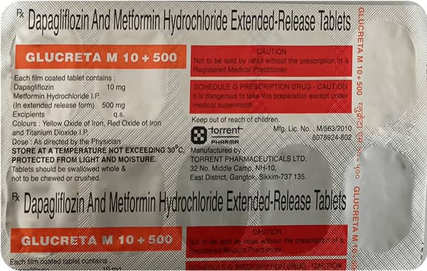 Glucreta M 10/500mg Strip Of 10 Tablets