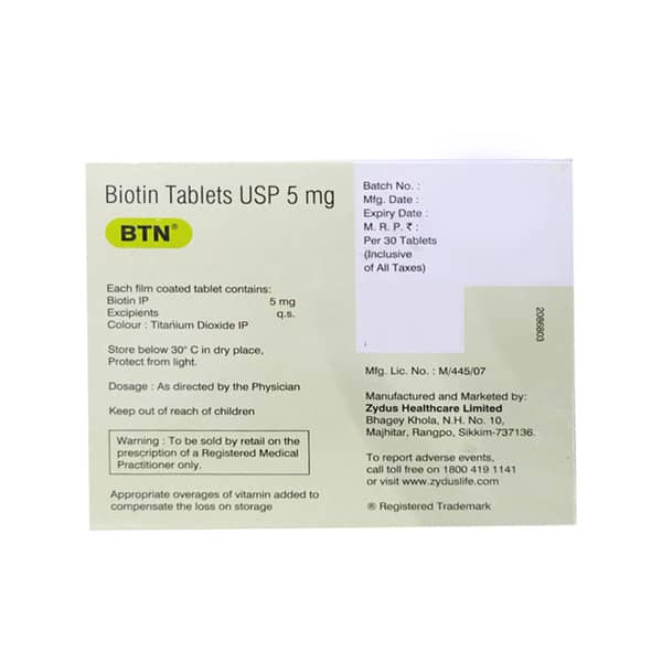Btn 5mg Strip Of 30 Tablets