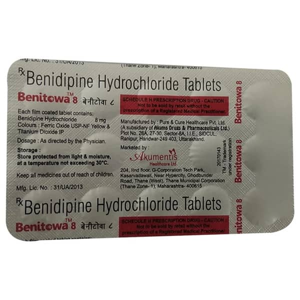 Benitowa 8mg Strip Of 15 Tablets
