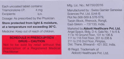 Kenacort 4mg Strip Of 15 Tablets