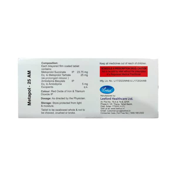 Metapol Am 25mg Strip Of 10 Tablets
