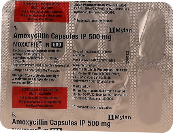 Moxatris In 500mg Strip Of 10 Capsules
