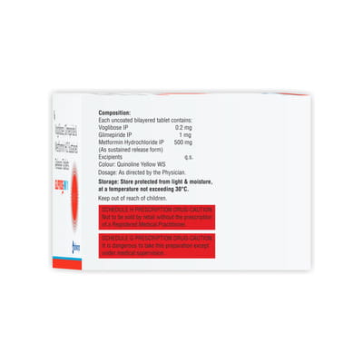 Glipride Mv 1mg Strip Of 10 Tablets
