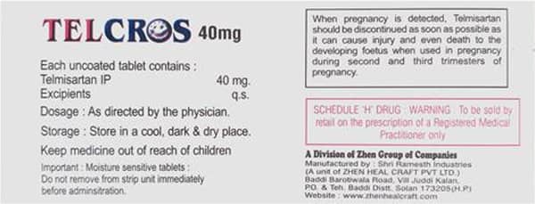 Telcros 40Mg Strip Of 10 Tablets