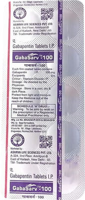 Gabasarv 100mg Strip Of 10 Tablets