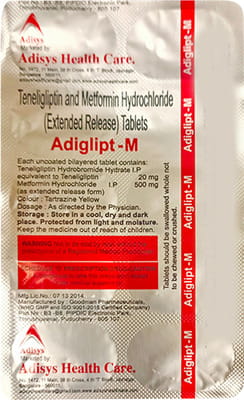 Adiglipt M 500/20mg Strip Of 10 Tablets