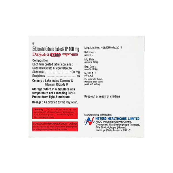 Dasutra X 100Mg Strip Of 4 Tablets