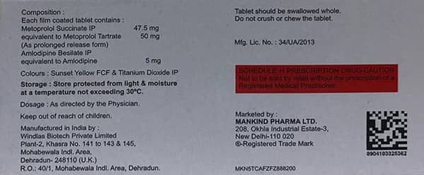 Amlokind Beta 50mg Strip Of 10 Tablets