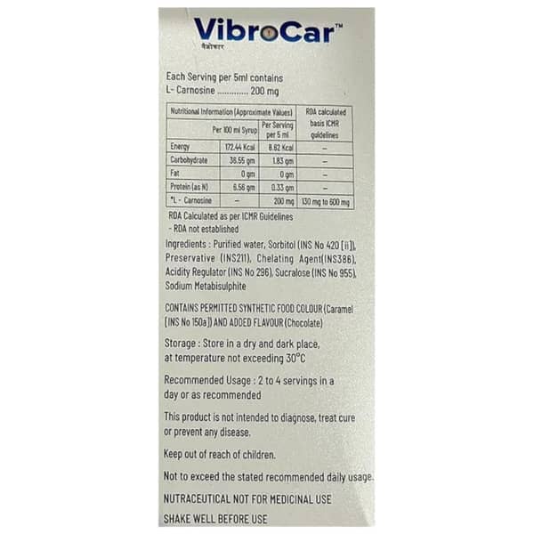 Vibrocar Delicious Chocolate Flavour Bottle Of 200ml Syrup