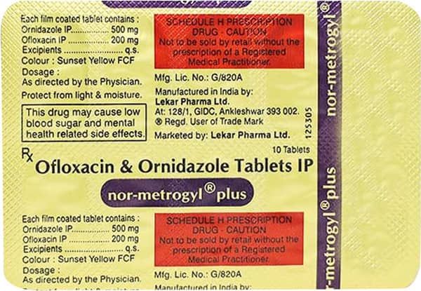 Nor Metrogyl Plus Strip Of 10 Tablets