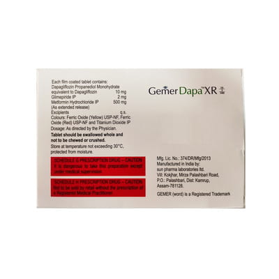 Gemer Dapa Xr 10/2/500mg Strip Of 7 Tablets
