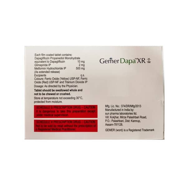 Gemer Dapa Xr 10/2/500mg Strip Of 7 Tablets