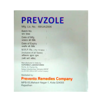 Prevzole 40 Mg Strip Of 10 Capsules