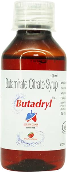 Butadryl Strawberry Flavour Sugar Free Bottle Of 100ml Syrup