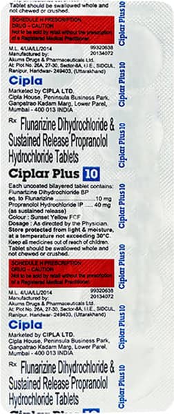 Ciplar Plus 10mg Strip Of 10 Tablets