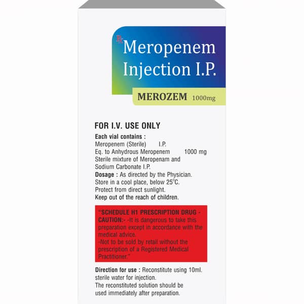 Merozem 1000mg Dry Vial Of 1 Powder For Injection