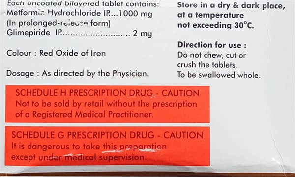 Diapride M 2Mg Forte Strip Of 15 Tablets