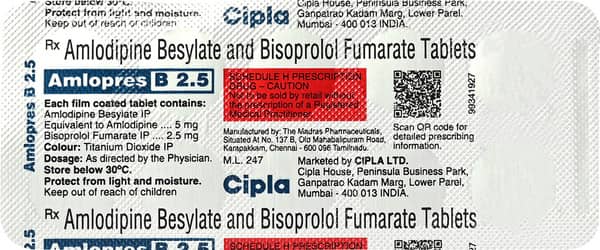 Amlopres B 2.5mg Strip Of 10 Tablets