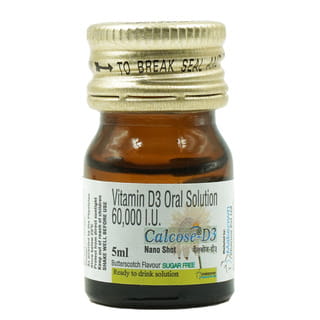 Calcose D3 Nano Shot Butterscotch Flavour Sugar Free Bottle Of 5ml Oral Solution