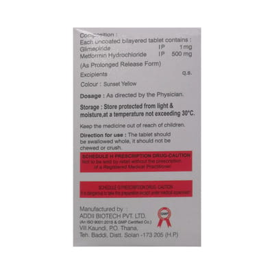 Gliplite M 1mg Strip Of 10 Tablets