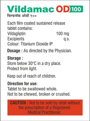Vildamac Od 100mg Strip Of 15 Tablets
