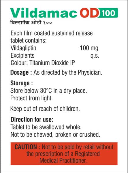 Vildamac Od 100mg Strip Of 15 Tablets