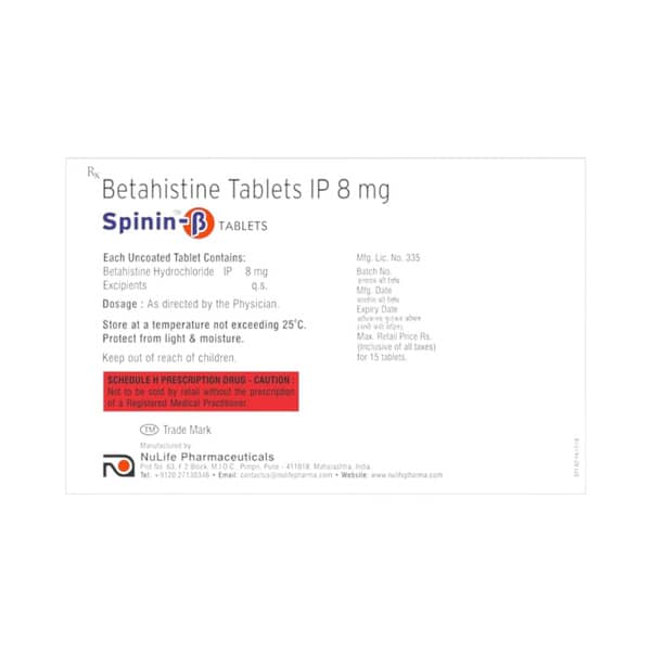 Spinin B 8Mg Strip Of 15 Tablets