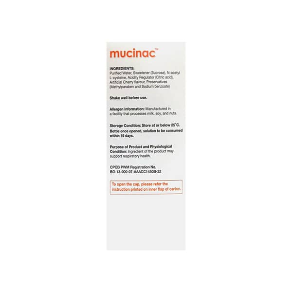 Mucinac Cherry Flavour Bottle Of 100ml Oral Solution