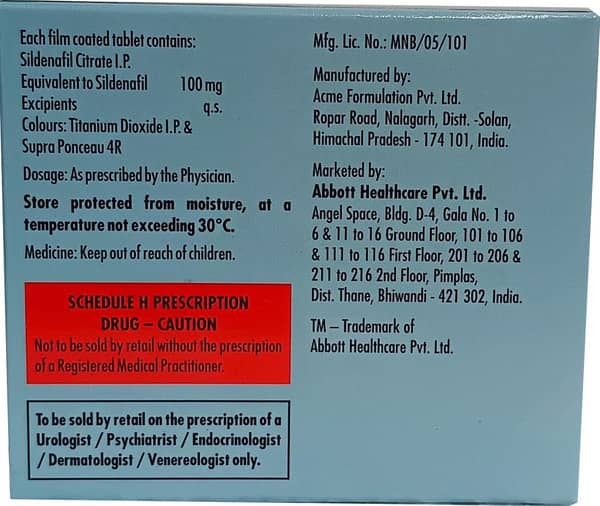 Vicogra 100mg Strip Of 4 Tablets