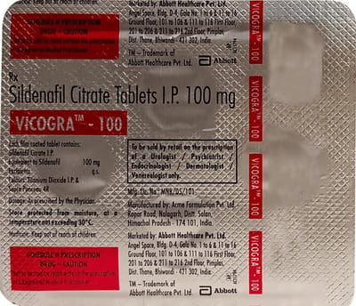 Vicogra 100mg Strip Of 4 Tablets