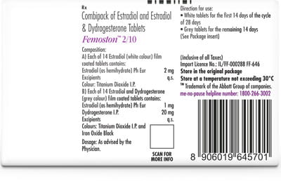 Femoston 2/10mg Strip Of 28 Combipack Tablets