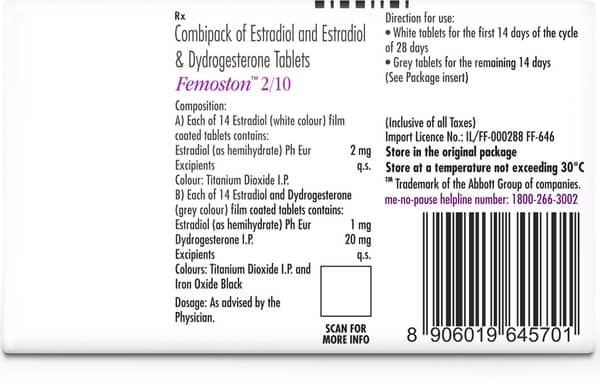 Femoston 2/10Mg Strip Of 28 Combipack Tablets