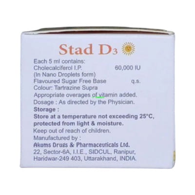 Stad D3 Sugar Free Bottle Of 5ml Oral Solution