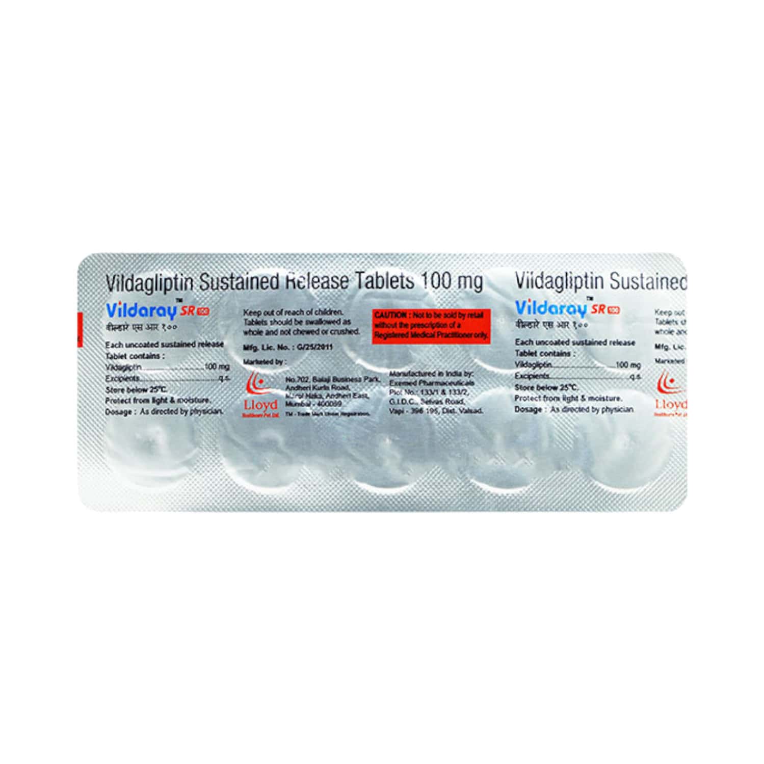 vildaray sr 100mg tablets