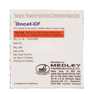New Oncet Cf Strip Of 15 Tablets