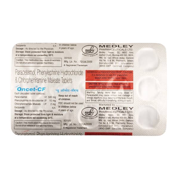 New Oncet Cf Strip Of 15 Tablets