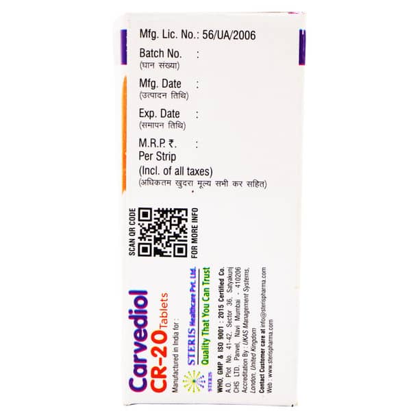 Carvediol Cr 20Mg Strip Of 10 Tablets