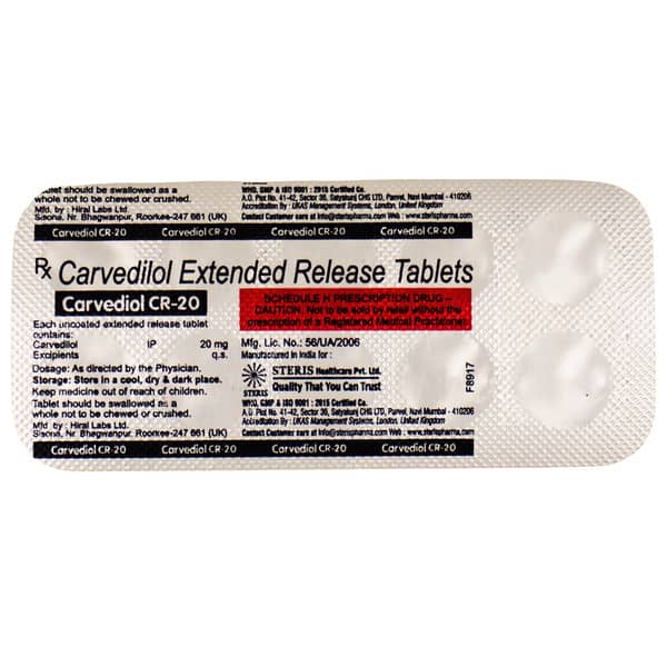 Carvediol Cr 20Mg Strip Of 10 Tablets