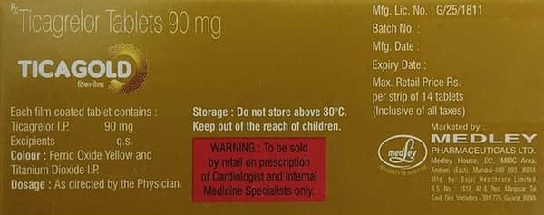 Ticagold 90mg Strip Of 14 Tablets