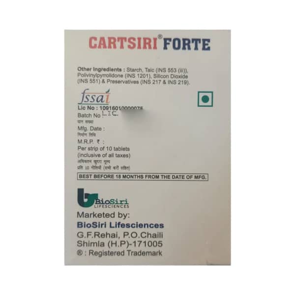 Cartsiri Forte Strip Of 10 Tablets