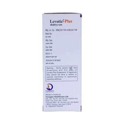 Levotiz Plus Orange And Pineapple Flavour Bottle Of 60ml Suspension
