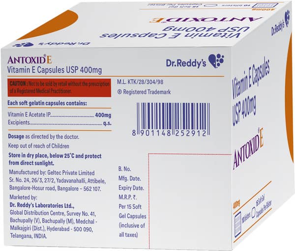 एंटीऑक्साइड 400एमजी की स्ट्रिप 15 कैप्सूल्स